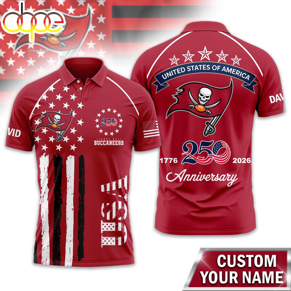 Custom Name Tampa Bay Buccaneers NFL American Semiquincentennial Polo Shirt