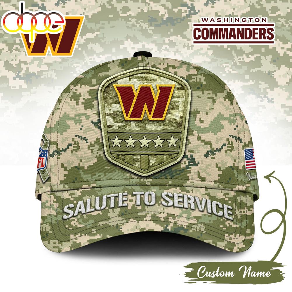 Custom Name Washington Commanders NFL Salute To Service Baseball Cap