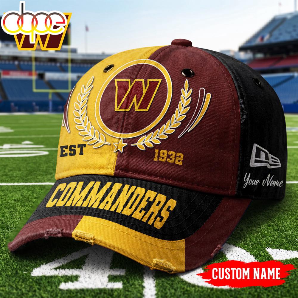 Custom Name Washington Commanders NFL Split Color New Era Baseball Cap