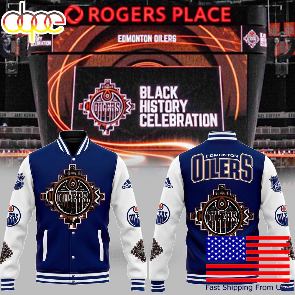 Edmonton Oilers Black History Celebration Baseball Jacket