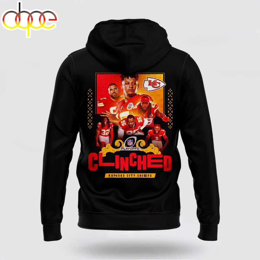 Kansas City Chiefs Kingdom 2024 Playoffs Clinched 3D Hoodie