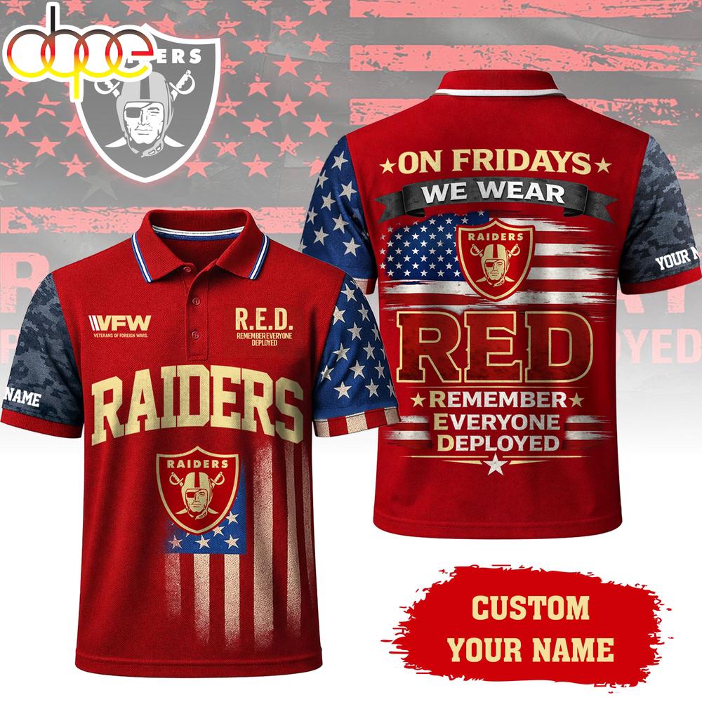 Custom Name  Las Vegas Raiders NFL Red Friday Polo Shirt For Fans