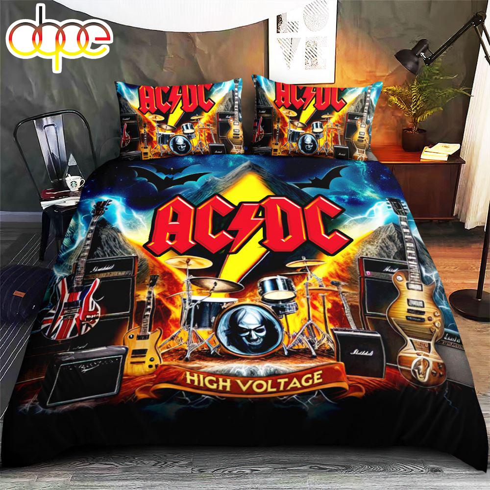 Let Rock ACDC Red Art Bedding Set  Gift For Christmas