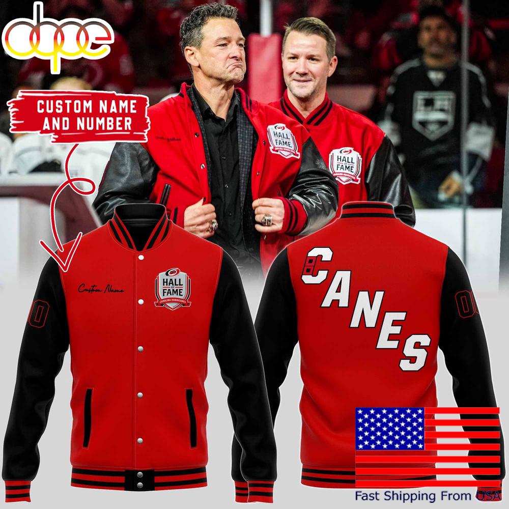 Limited Edition Carolina Hurricanes Hockey Canes Custom Name Baseball Jacket