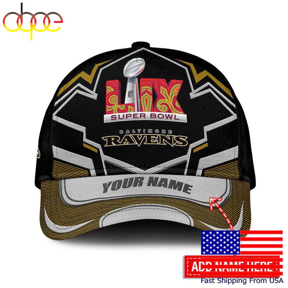 Limited Edition NFL Baltimore Ravens Super Bowl LIX Custom Baseball Cap
