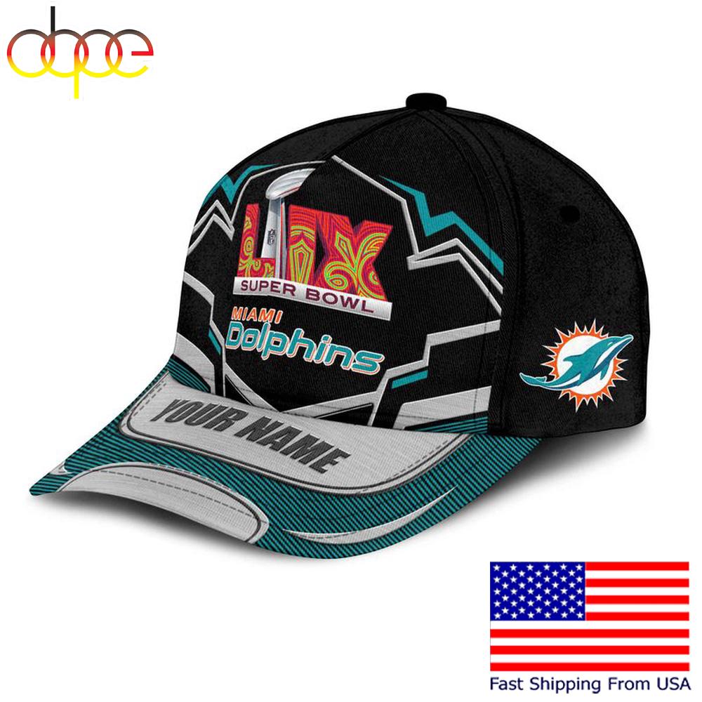 Limited Edition NFL Miami Dolphins Super Bowl LIX Custom Baseball Cap