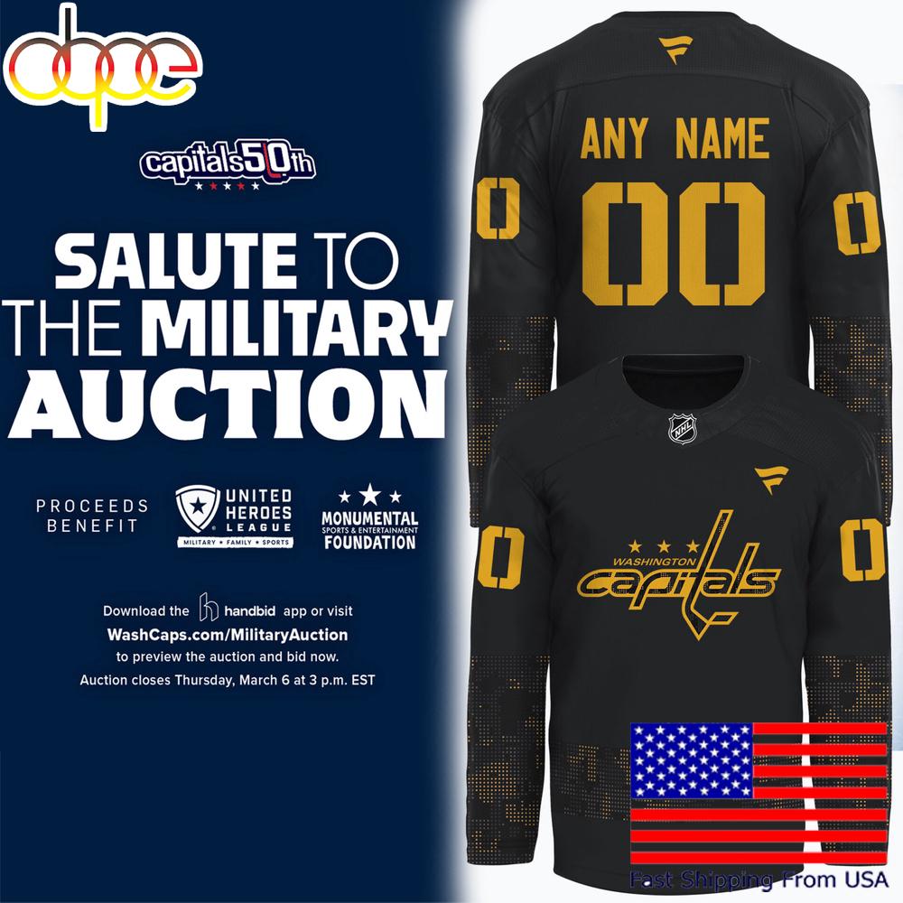 Limited Edition Washington Capitals Salute to Military Auction Custom Hockey Jersey