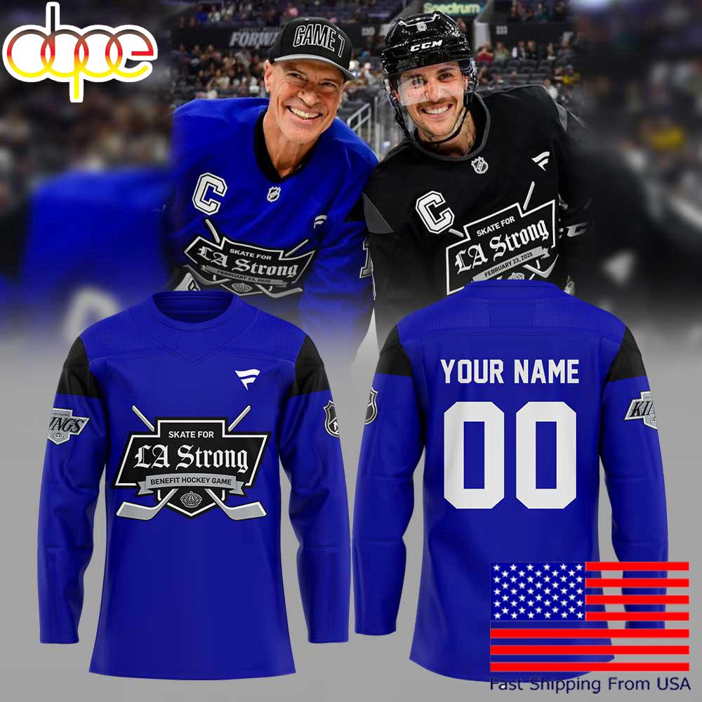 Los Angeles Kings LA Strong Blue Custom Name, Number For Fans Hockey Jersey
