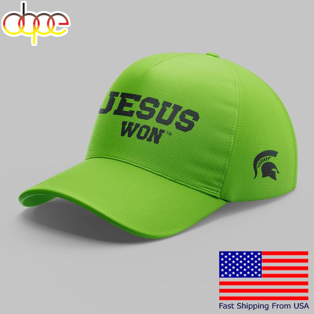 Michigan State Big10 Limited Edition Jesus Won Light Green Cap