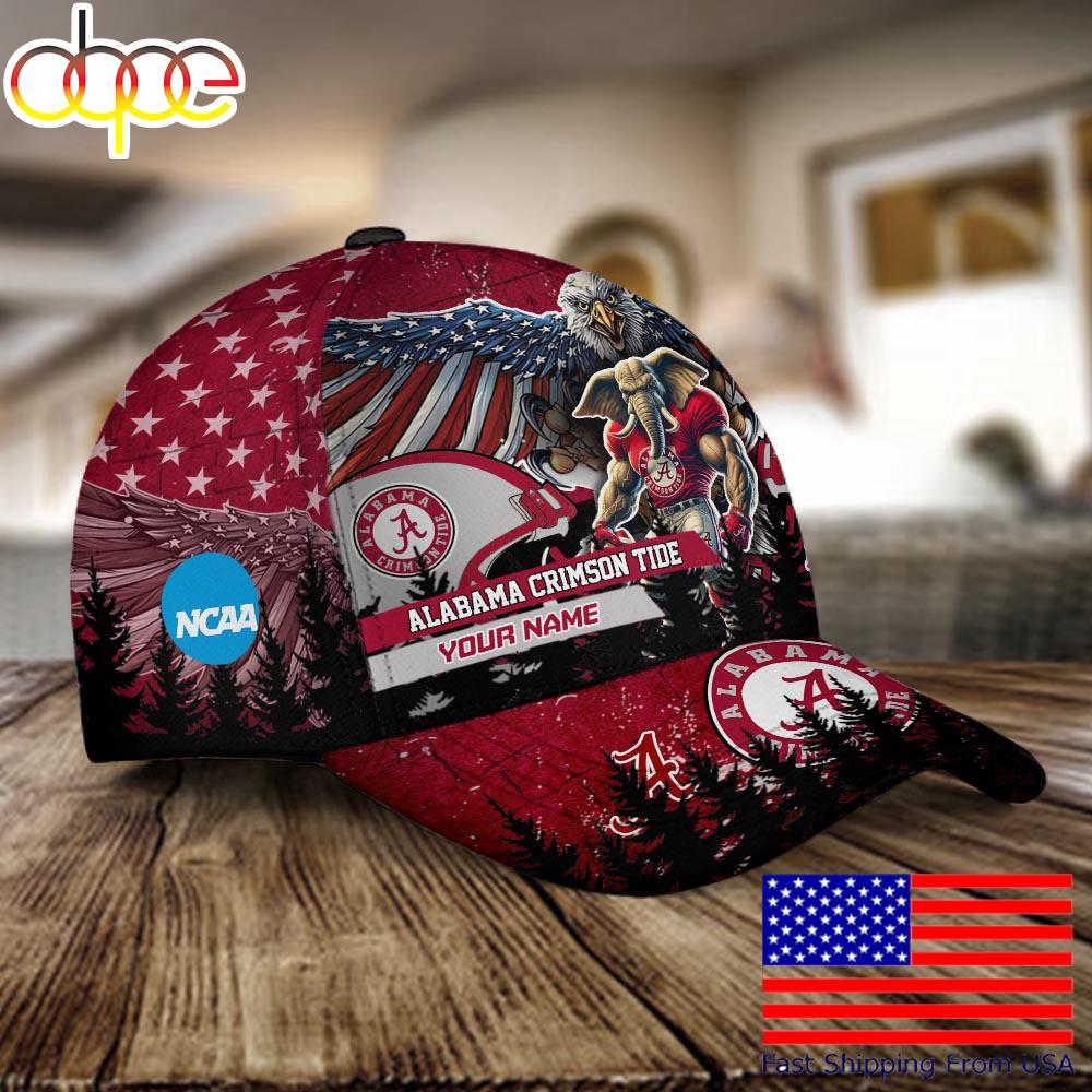 NCAA Alabama Crimson Tide Mascot Logo Custom Name Baseball Cap  For Fans