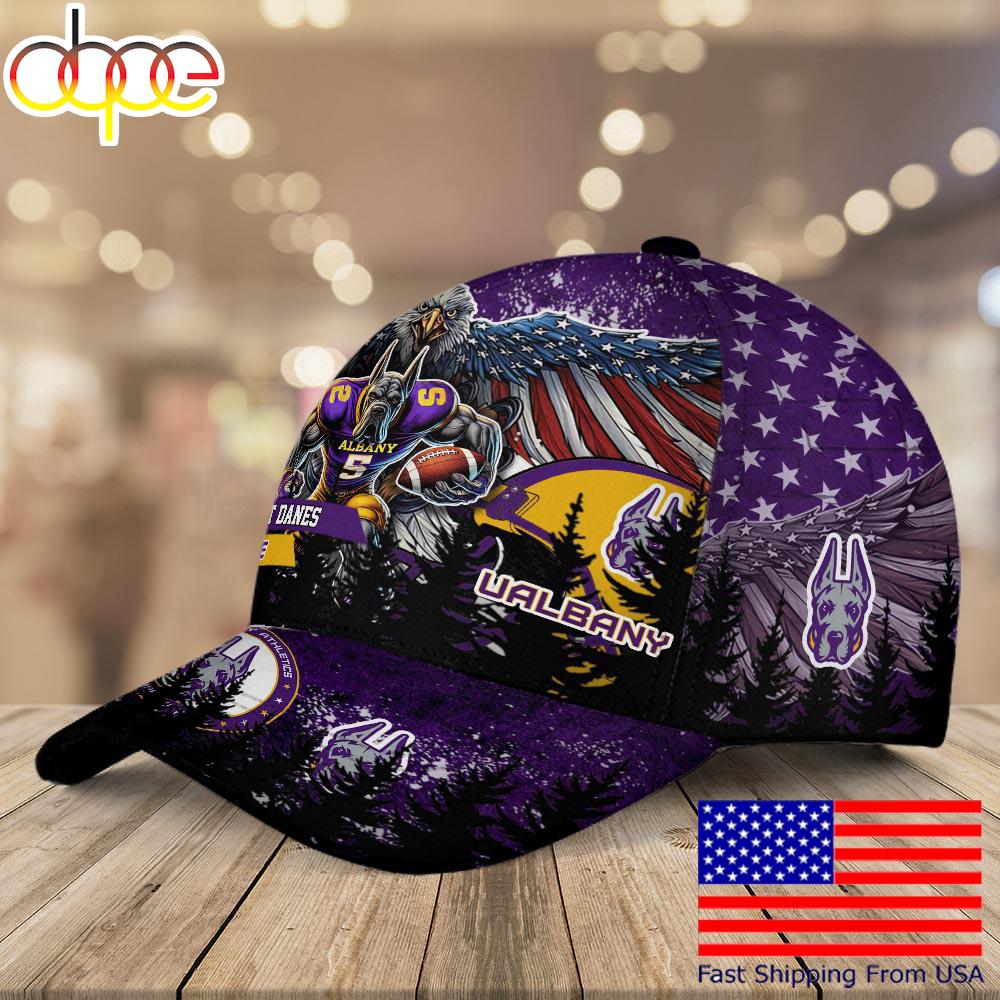 NCAA Albany Great Danes Mascot Logo Custom Name Baseball Cap  For Fans