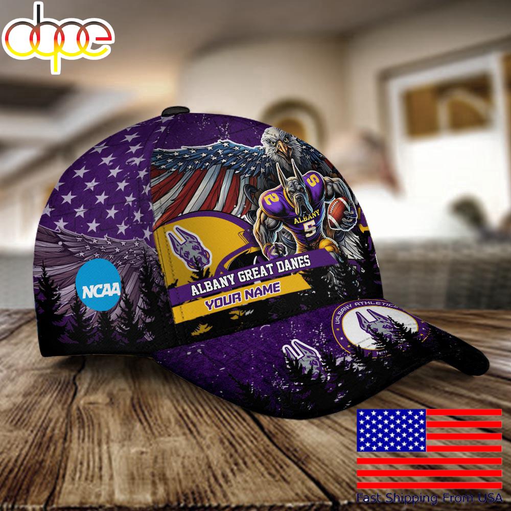 NCAA Albany Great Danes Mascot Logo Custom Name Baseball Cap  For Fans
