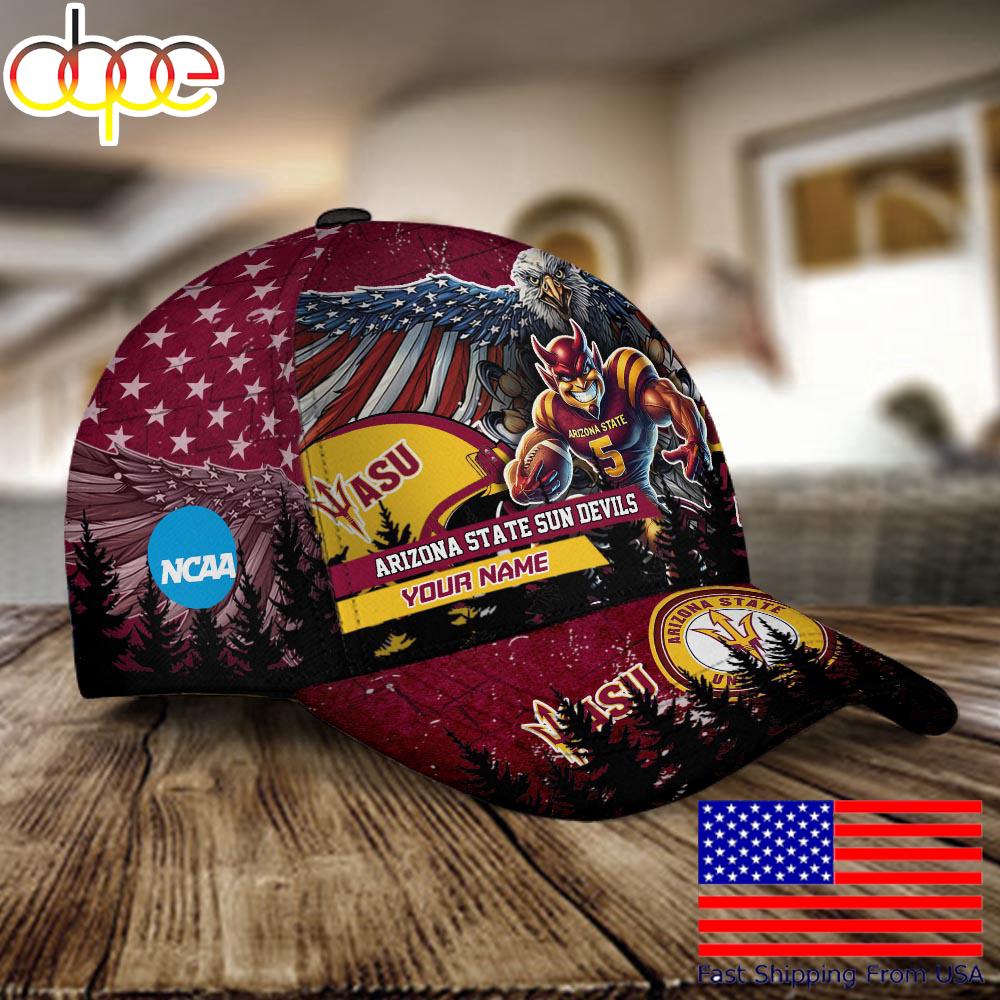 NCAA Arizona State Sun Devils Mascot Logo Custom Name Baseball Cap  For Fans