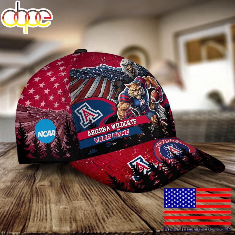 NCAA Arizona Wildcats Mascot Logo Custom Name Baseball Cap  For Fans