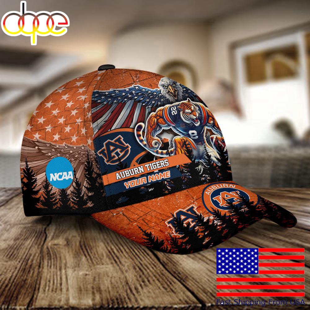 NCAA Auburn Tigers Mascot Logo Custom Name Baseball Cap  For Fans