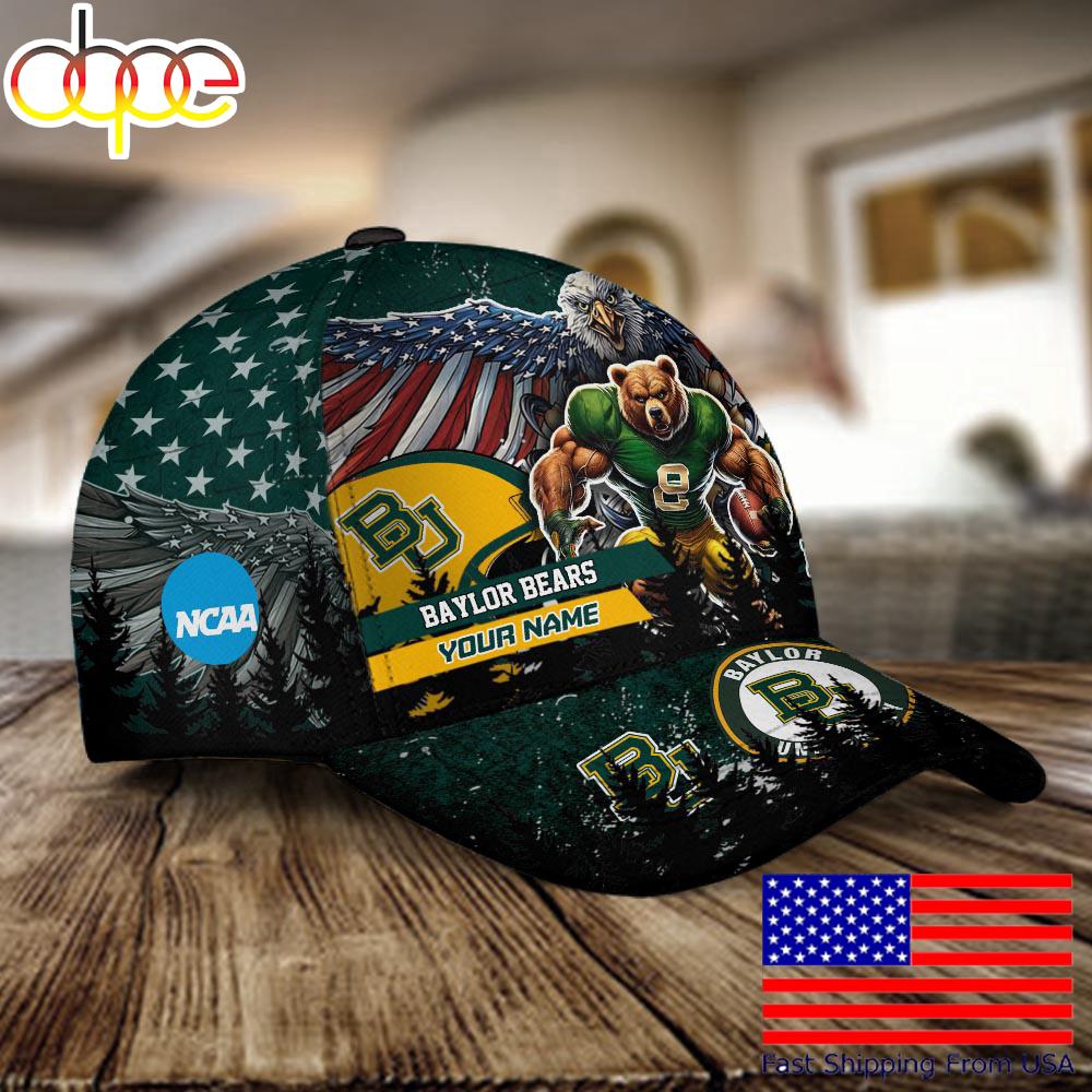 NCAA Baylor Bears Mascot Logo Custom Name Baseball Cap  For Fans