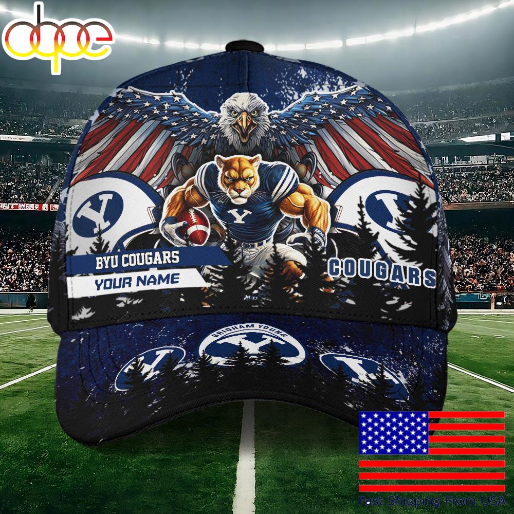 NCAA BYU Cougars Mascot Logo Custom Name Baseball Cap  For Fans