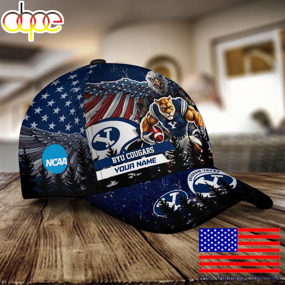 NCAA BYU Cougars Mascot Logo Custom Name Baseball Cap  For Fans