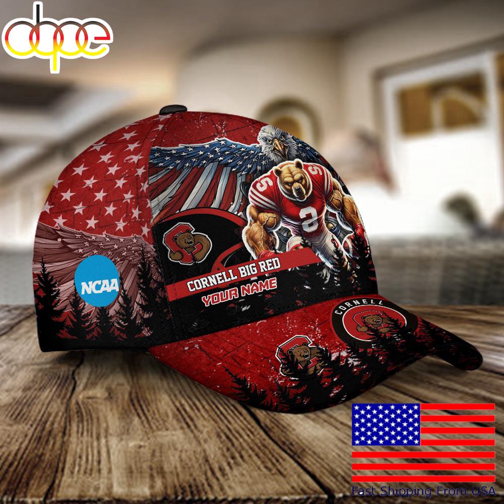 NCAA Cornell Big Red Mascot Logo Custom Name Baseball Cap  For Fans