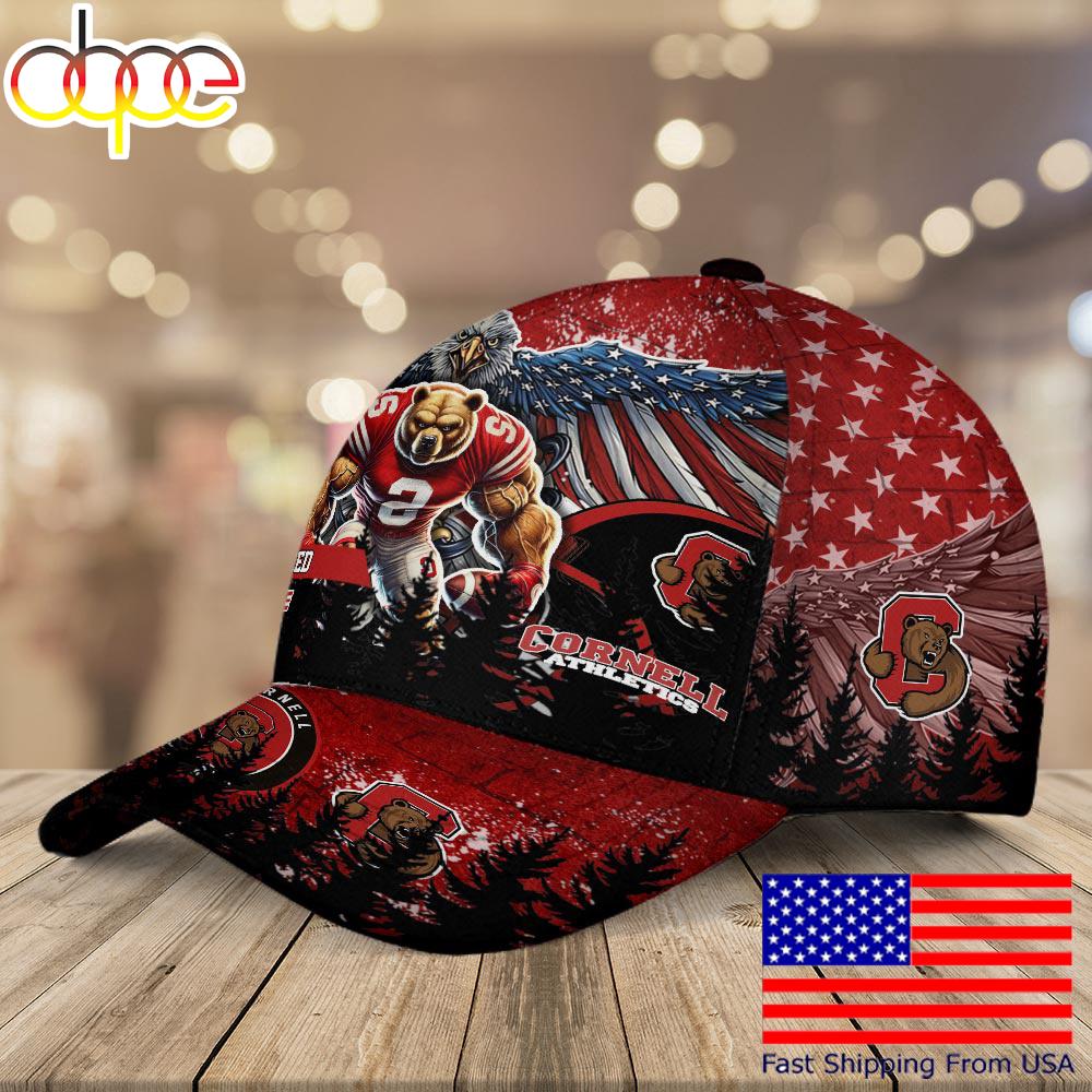 NCAA Cornell Big Red Mascot Logo Custom Name Baseball Cap  For Fans