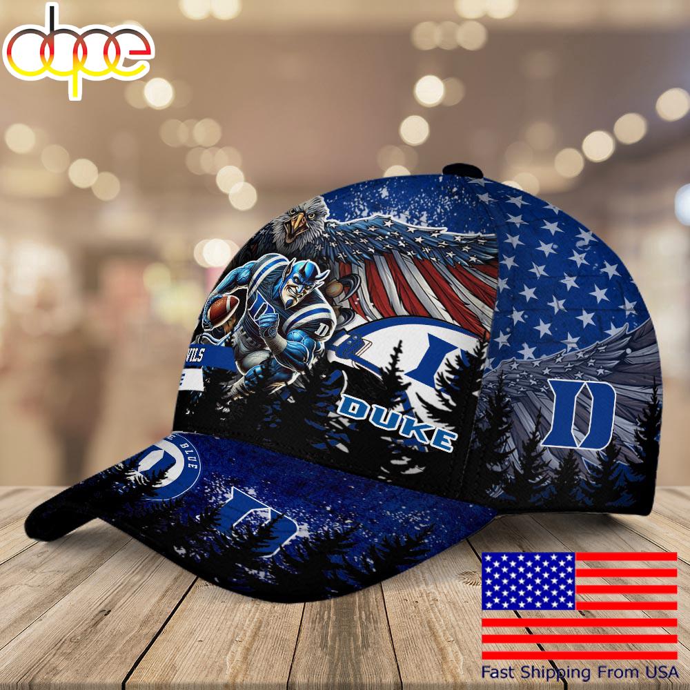 NCAA Duke Blue Devils Mascot Logo Custom Name Baseball Cap  For Fans