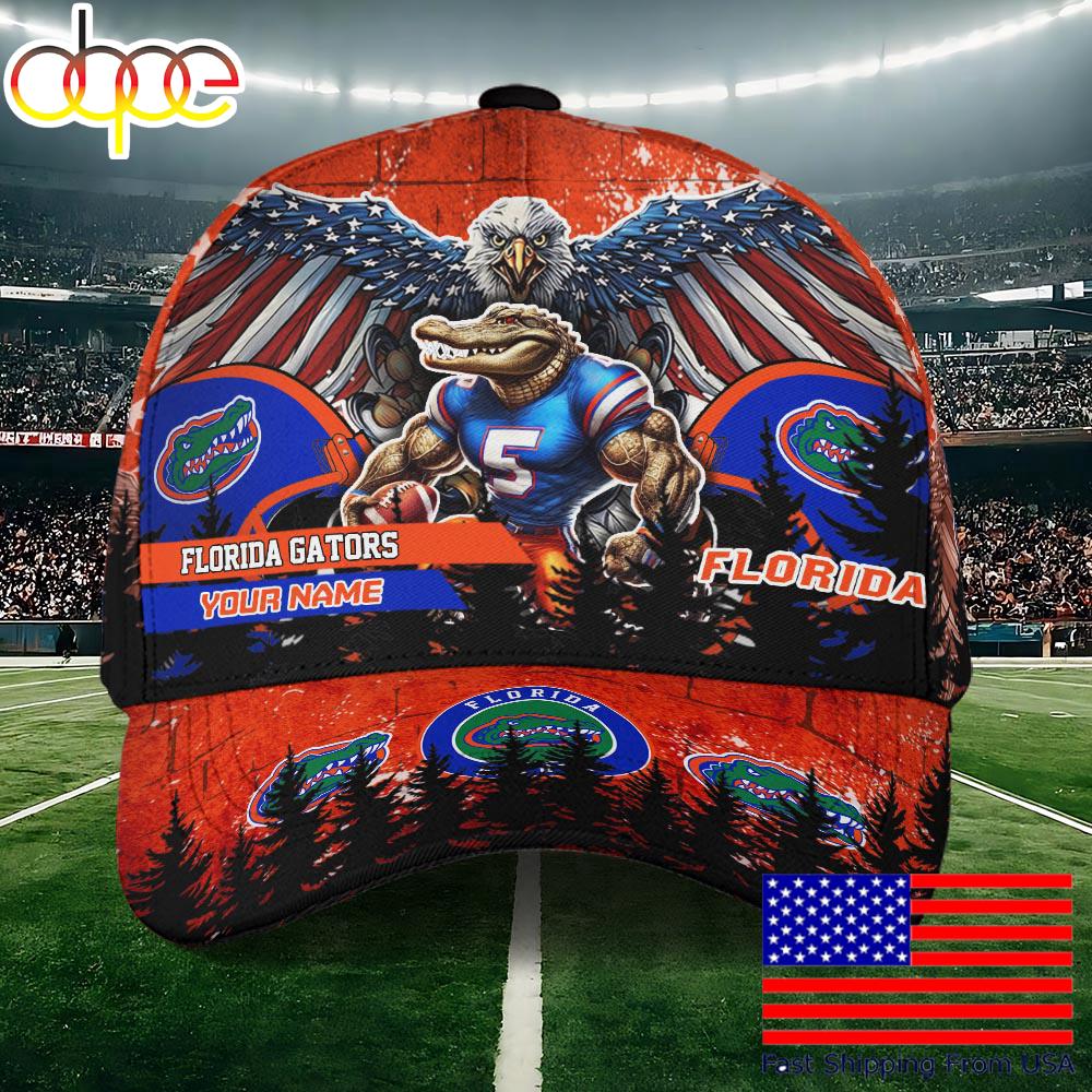 NCAA Florida Gators Mascot Logo Custom Name Baseball Cap  For Fans