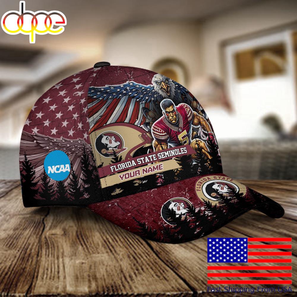 NCAA Florida State Seminoles Mascot Logo Custom Name Baseball Cap  For Fans
