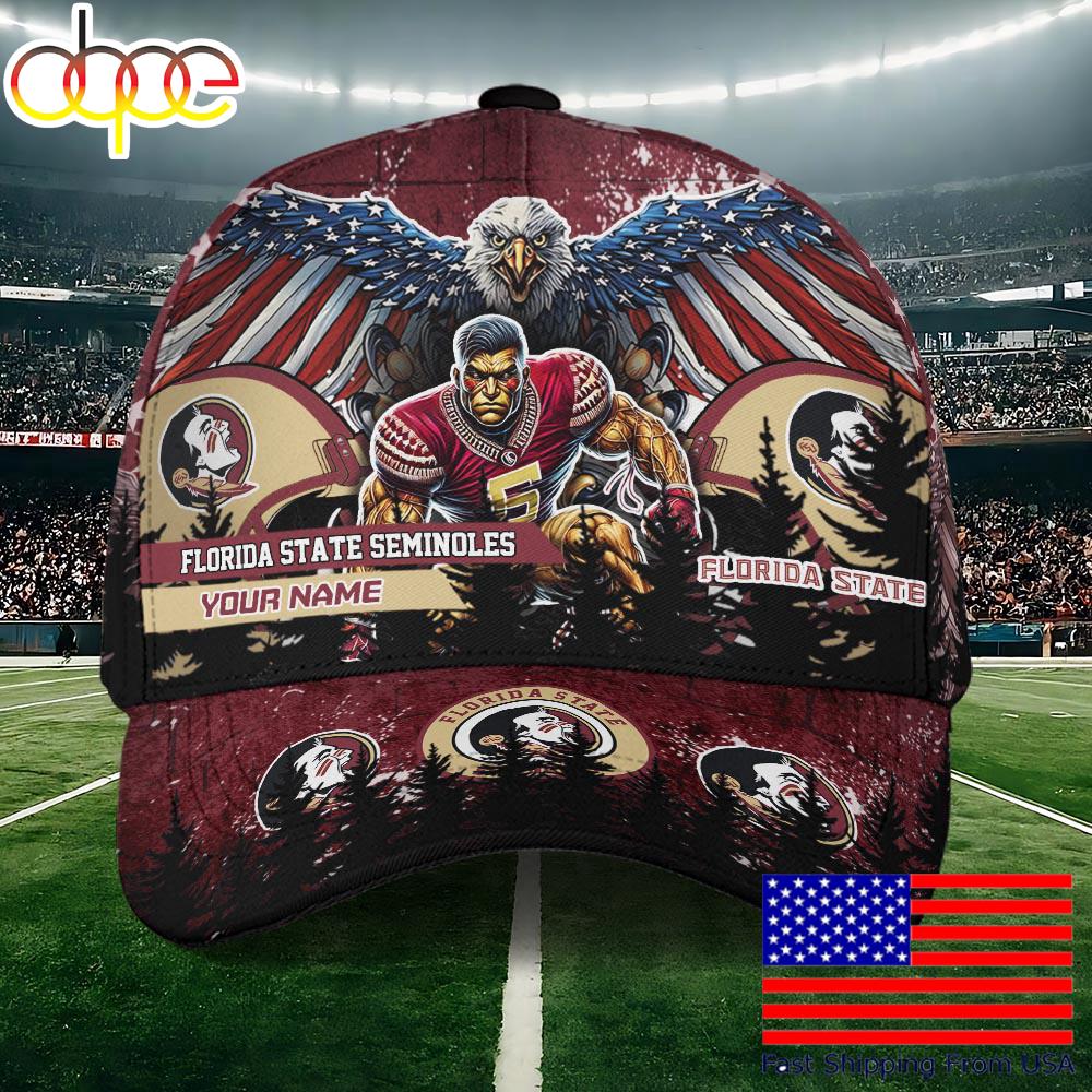 NCAA Florida State Seminoles Mascot Logo Custom Name Baseball Cap  For Fans