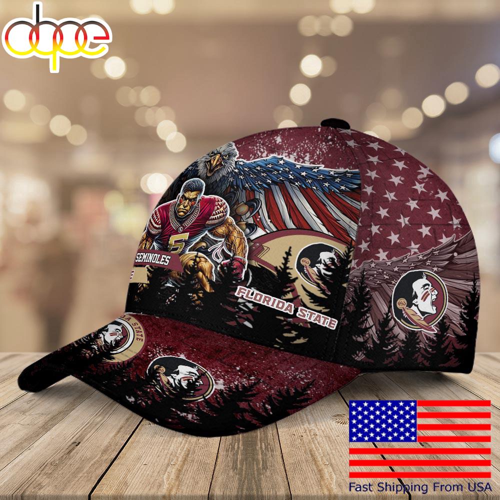 NCAA Florida State Seminoles Mascot Logo Custom Name Baseball Cap  For Fans