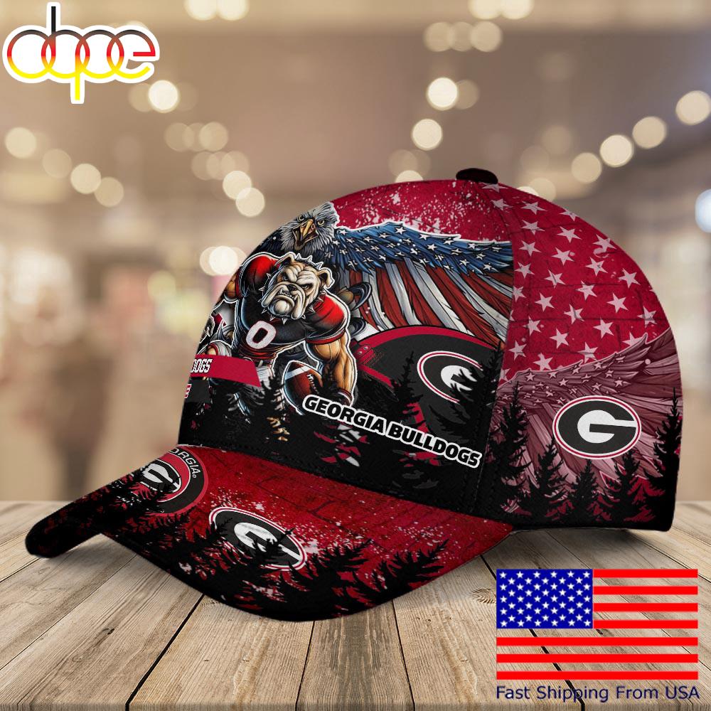 NCAA Georgia Bulldogs Mascot Logo Custom Name Baseball Cap  For Fans