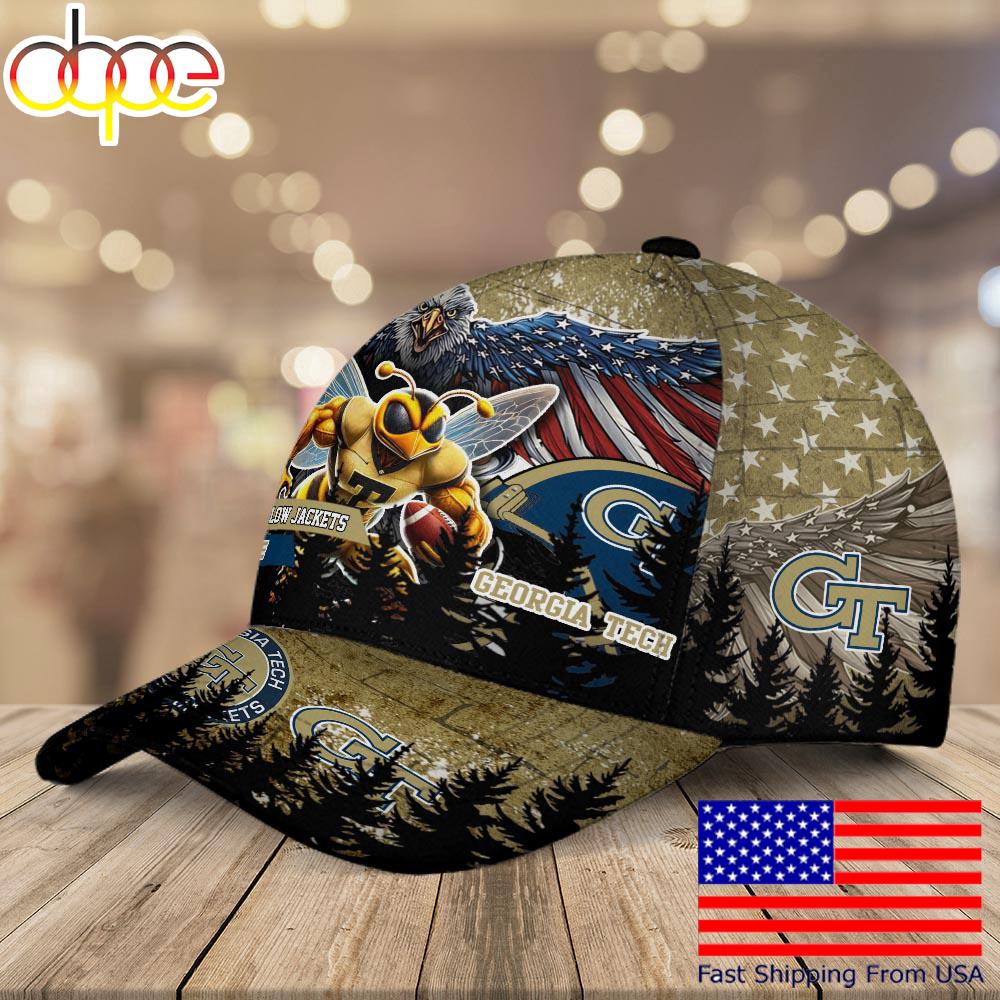NCAA Georgia Tech Yellow Jackets Mascot Logo Custom Name Baseball Cap  For Fans