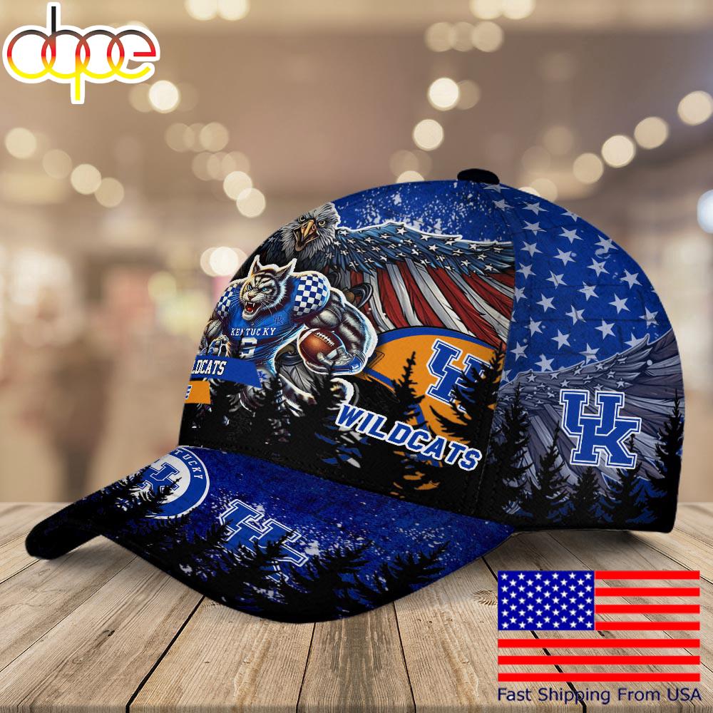 NCAA Kentucky Wildcats Mascot Logo Custom Name Baseball Cap  For Fans