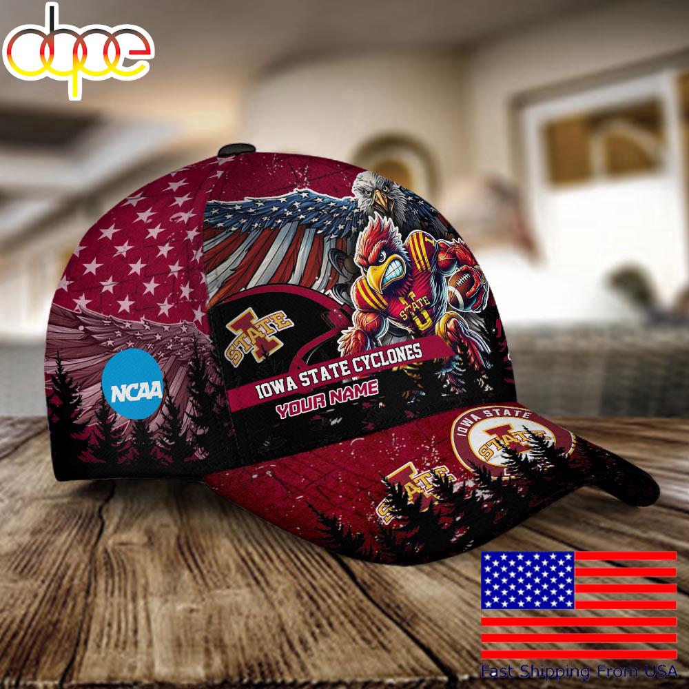 NCAA lowa State Cyclones Mascot Logo Custom Name Baseball Cap  For Fans