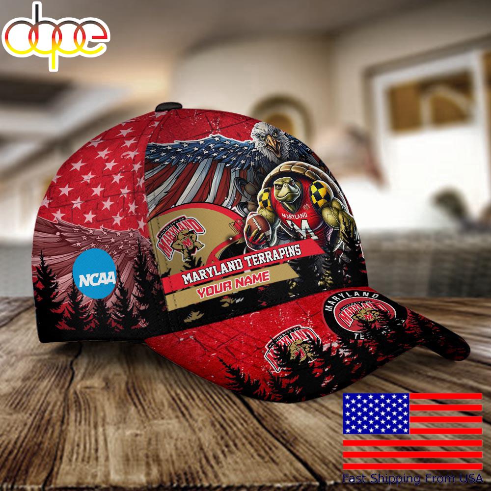 NCAA Maryland Terrapins Mascot Logo Custom Name Baseball Cap  For Fans