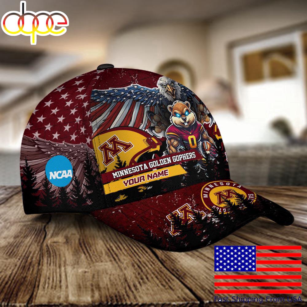 NCAA Minnesota Golden Gophers Mascot Logo Custom Name Baseball Cap  For Fans
