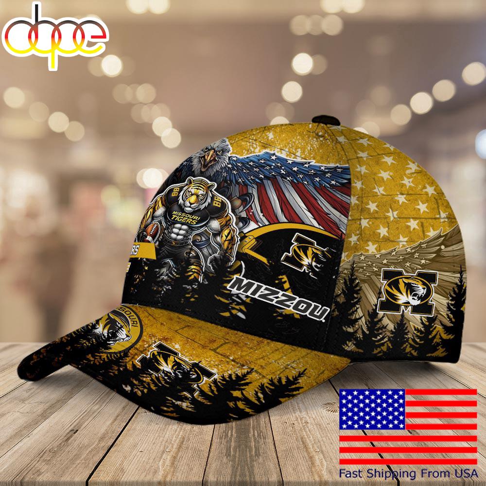 NCAA Missouri Tigers Mascot Logo Custom Name Baseball Cap  For Fans