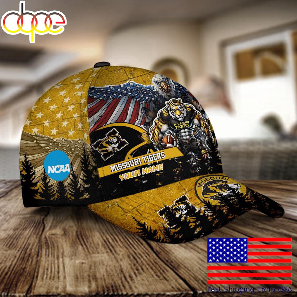 NCAA Missouri Tigers Mascot Logo Custom Name Baseball Cap  For Fans