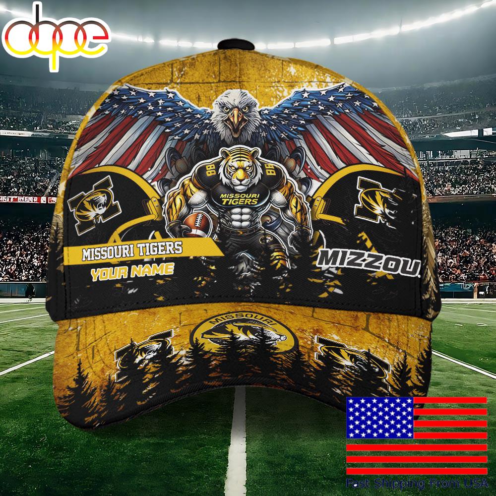 NCAA Missouri Tigers Mascot Logo Custom Name Baseball Cap  For Fans