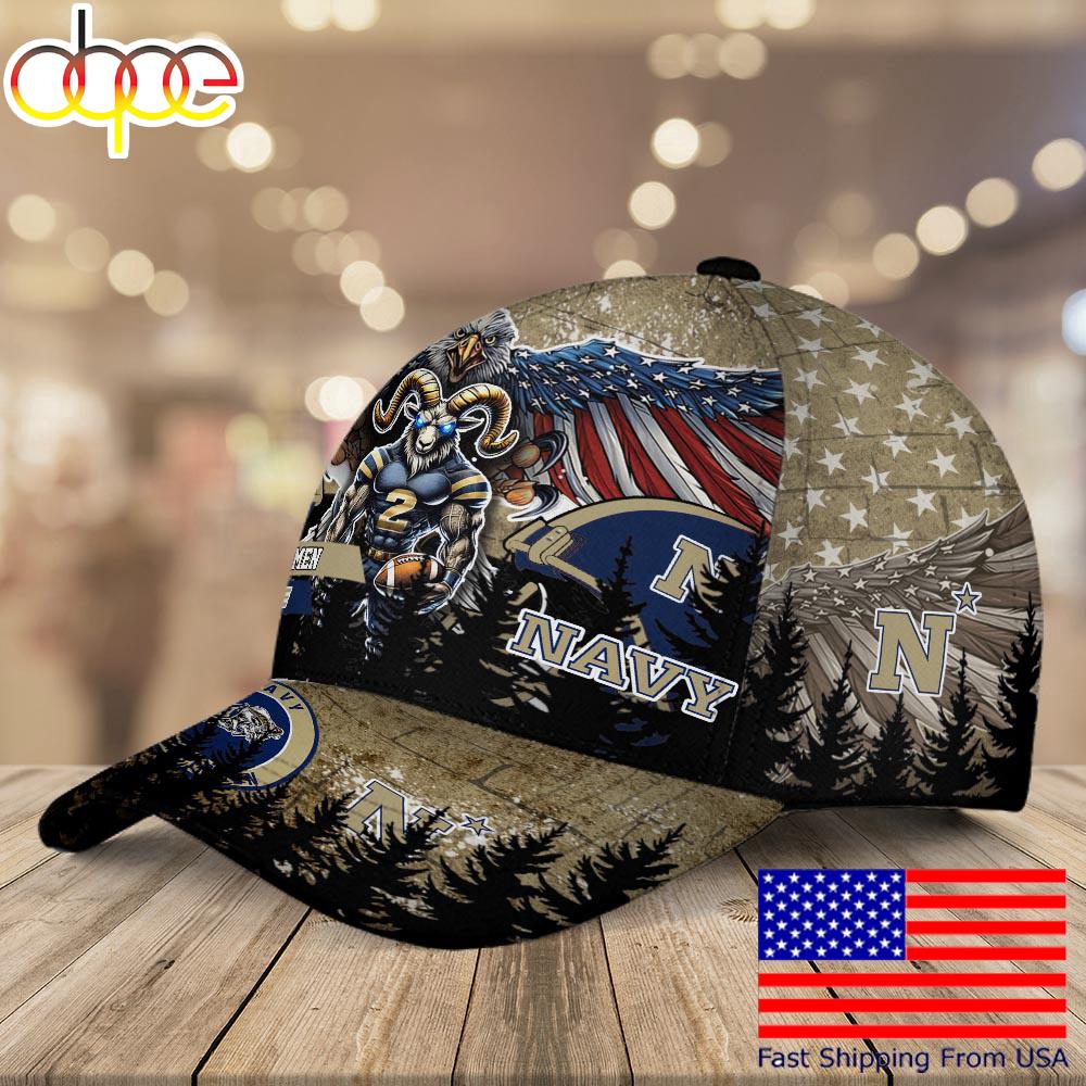 NCAA Navy Midshipmen Mascot Logo Custom Name Baseball Cap  For Fans
