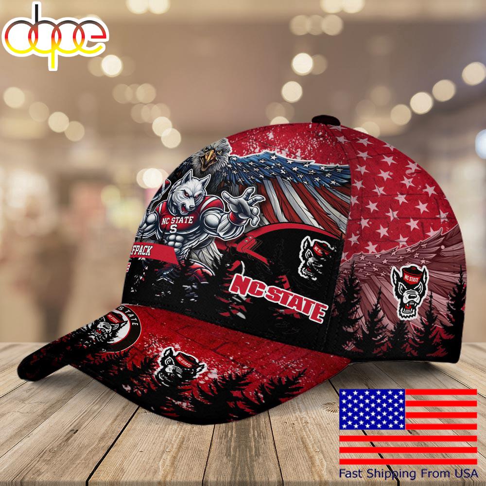 NCAA NC State Wolfpack Mascot Logo Custom Name Baseball Cap  For Fans