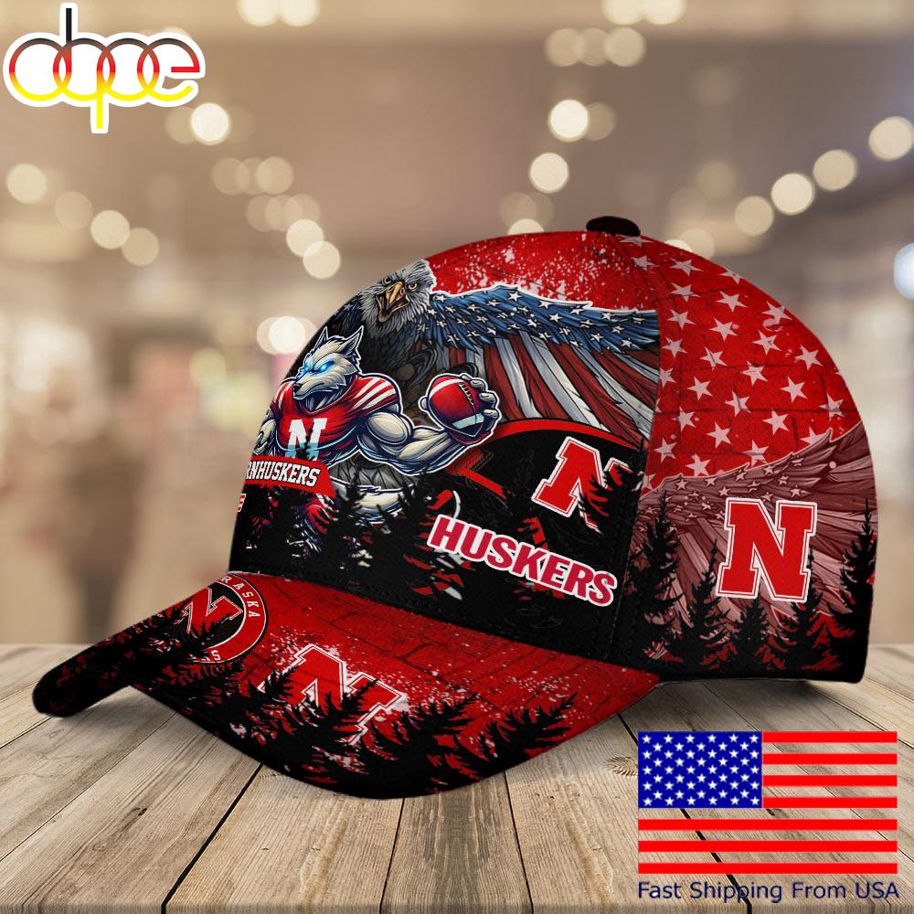 NCAA Nebraska Cornhuskers Mascot Logo Custom Name Baseball Cap  For Fans