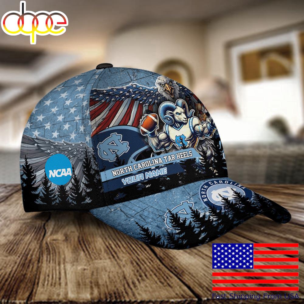 NCAA North Carolina Tar Heels Mascot Logo Custom Name Baseball Cap  For Fans