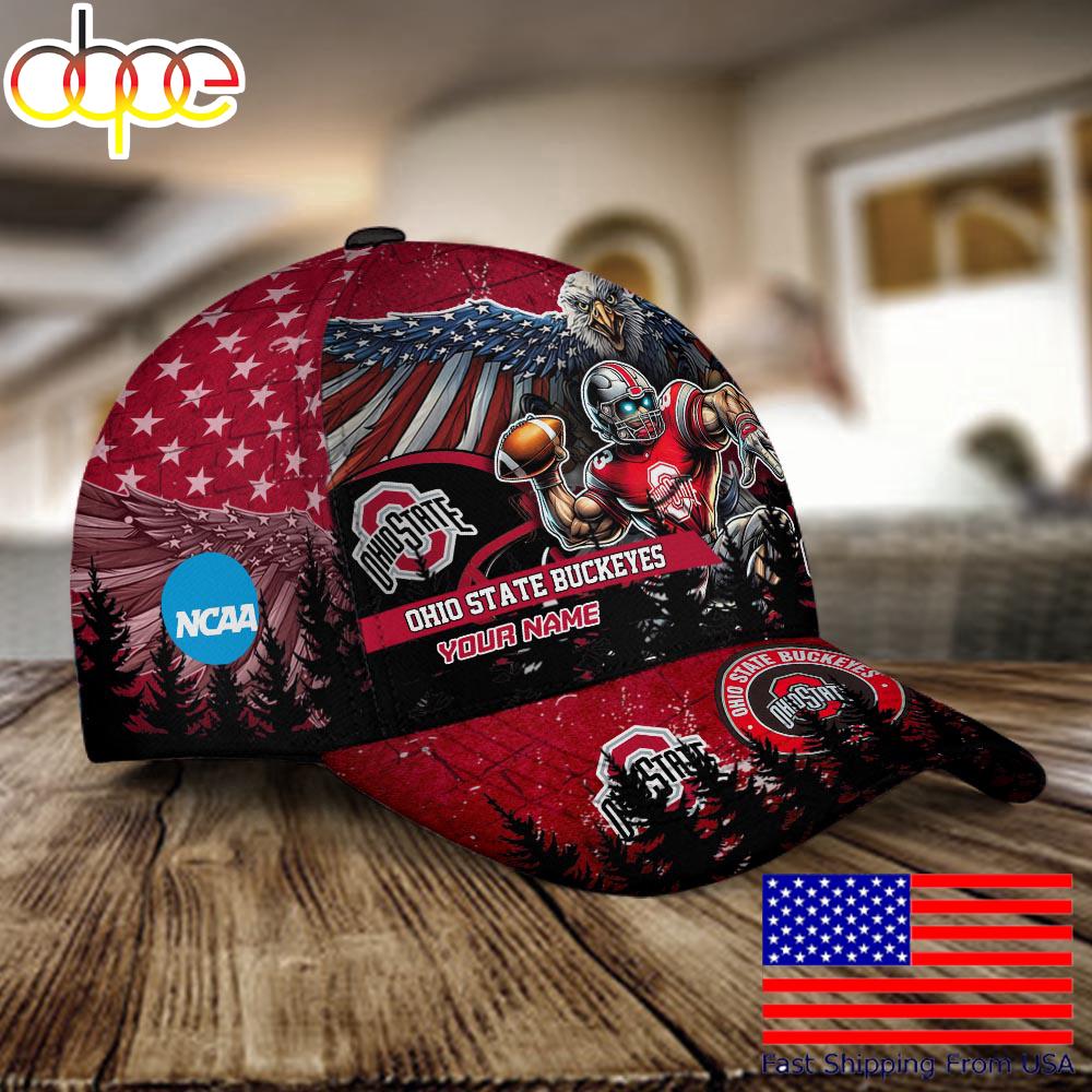 NCAA Ohio State Buckeyes Mascot Logo Custom Name Baseball Cap  For Fans