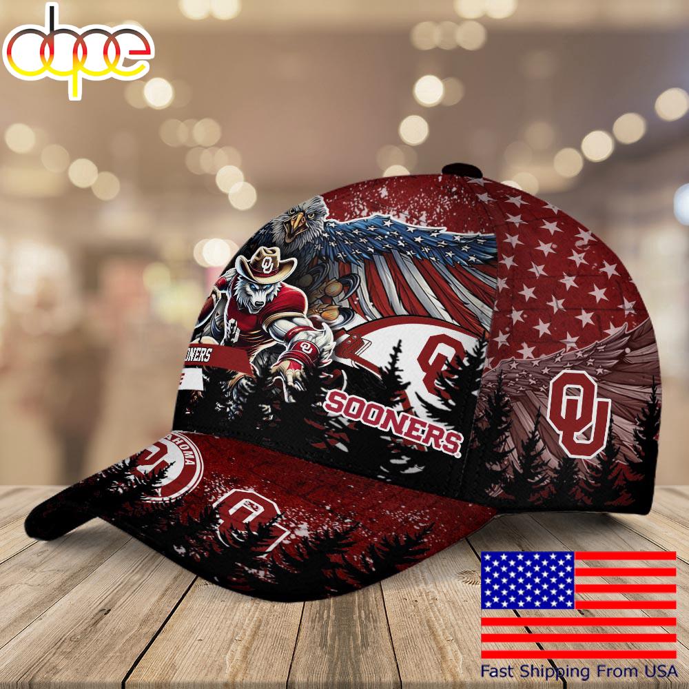 NCAA Oklahoma Sooners Mascot Logo Custom Name Baseball Cap  For Fans
