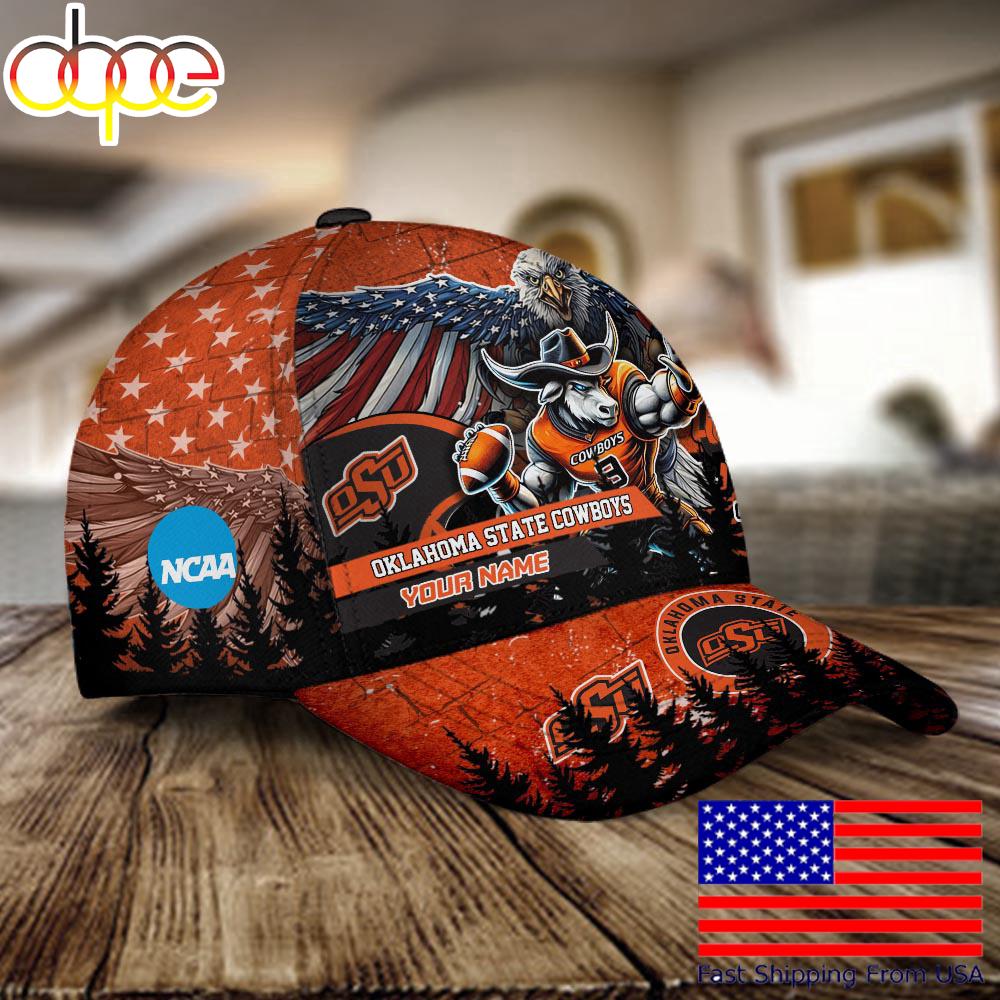 NCAA Oklahoma State Cowboys Mascot Logo Custom Name Baseball Cap  For Fans