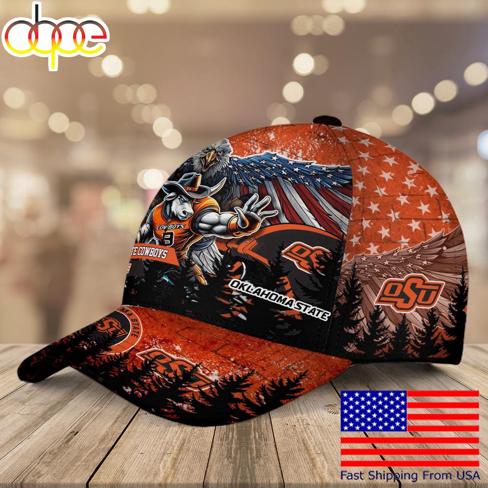 NCAA Oklahoma State Cowboys Mascot Logo Custom Name Baseball Cap  For Fans
