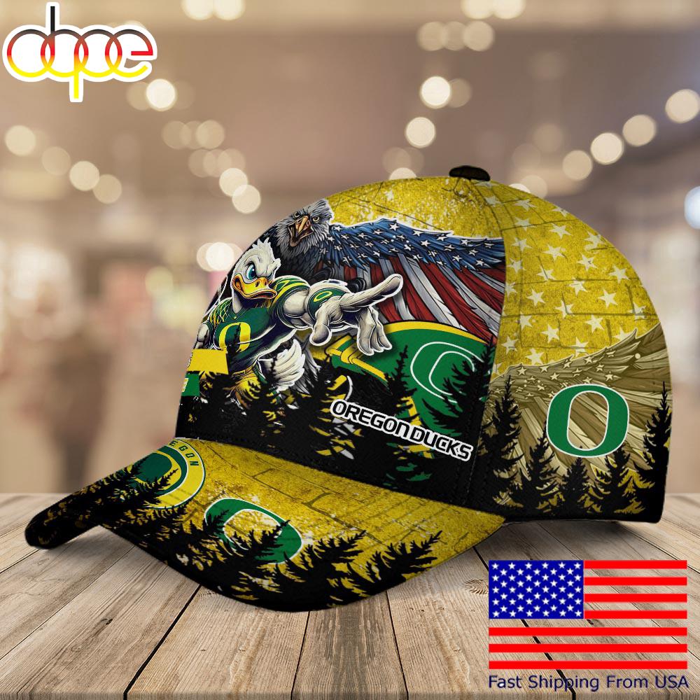 NCAA Oregon Ducks Mascot Logo Custom Name Baseball Cap  For Fans