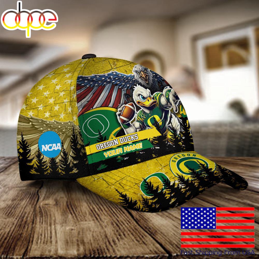 NCAA Oregon Ducks Mascot Logo Custom Name Baseball Cap  For Fans