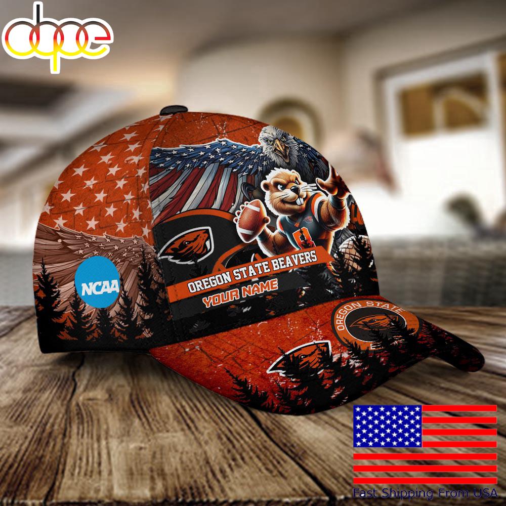 NCAA Oregon State Beavers Mascot Logo Custom Name Baseball Cap  For Fans