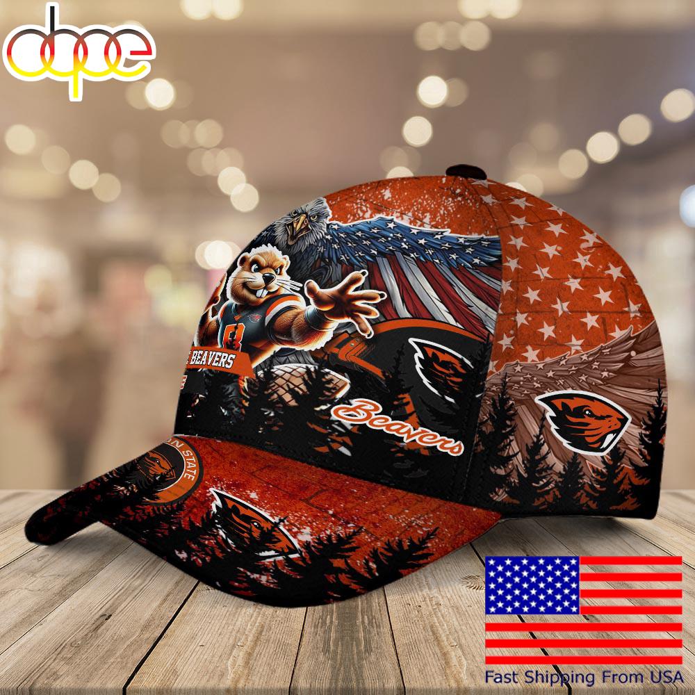 NCAA Oregon State Beavers Mascot Logo Custom Name Baseball Cap  For Fans